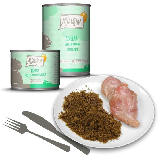 MjAMjAM Premium Wet Food for Cats, Insect with Juicy Chicken, Pack of 6 (6 x 400 g), Grain-Free with Insect Protein MjAMjAM Premium Wet Food for Cats, Insect with Juicy Chicken, Pack of 6 (6 x 400 g), Grain-Free with Insect Protein