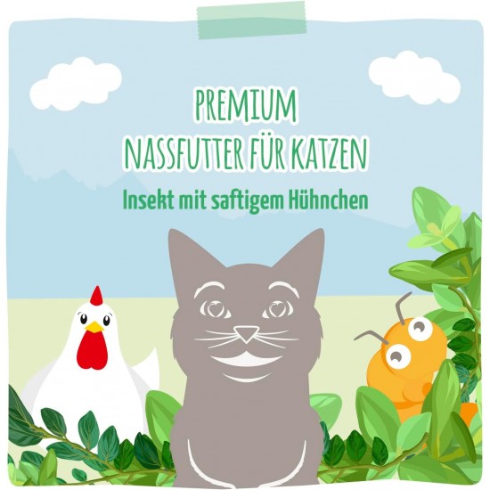MjAMjAM Premium Wet Food for Cats, Insect with Juicy Chicken, Pack of 6 (6 x 400 g), Grain-Free with Insect Protein MjAMjAM Premium Wet Food for Cats, Insect with Juicy Chicken, Pack of 6 (6 x 400 g), Grain-Free with Insect Protein