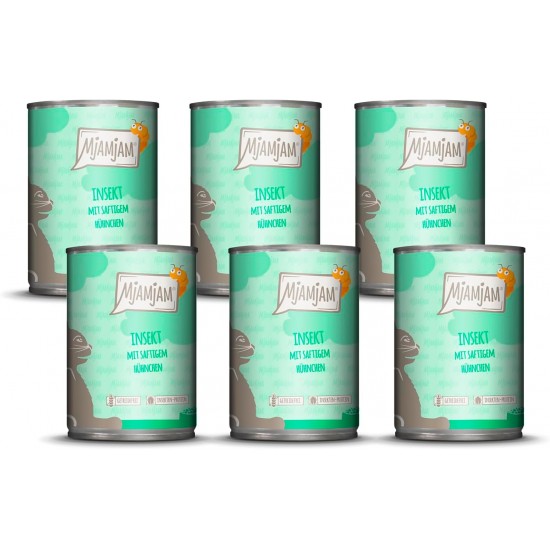 MjAMjAM Premium Wet Food for Cats, Insect with Juicy Chicken, Pack of 6 (6 x 400 g), Grain-Free with Insect Protein MjAMjAM Premium Wet Food for Cats, Insect with Juicy Chicken, Pack of 6 (6 x 400 g), Grain-Free with Insect Protein