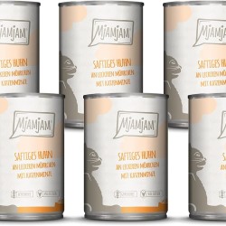 MjAMjAM Premium Wet Food for Cats, Juicy Chicken with Delicious Carrots, Pack of 6 (6 x 400 g), Grain-Free with Extra Meat MjAMjAM Premium Wet Food for Cats, Juicy Chicken with Delicious Carrots, Pack of 6 (6 x 400 g), Grain-Free with Extra Meat