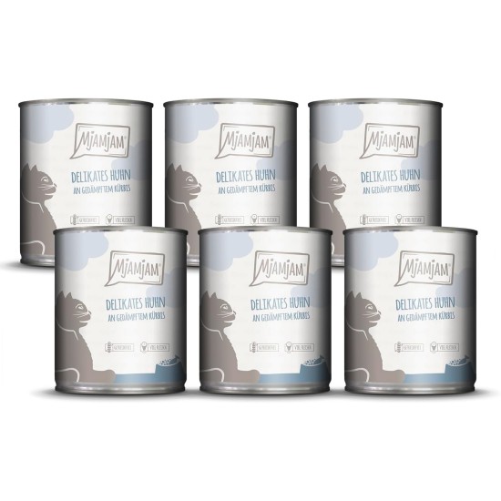 MjAMjAM Premium Wet Food for Cats, Juicy Chicken with Delicious Carrots, Pack of 6 (6 x 400 g), Grain-Free with Extra Meat MjAMjAM Premium Wet Food for Cats, Juicy Chicken with Delicious Carrots, Pack of 6 (6 x 400 g), Grain-Free with Extra Meat