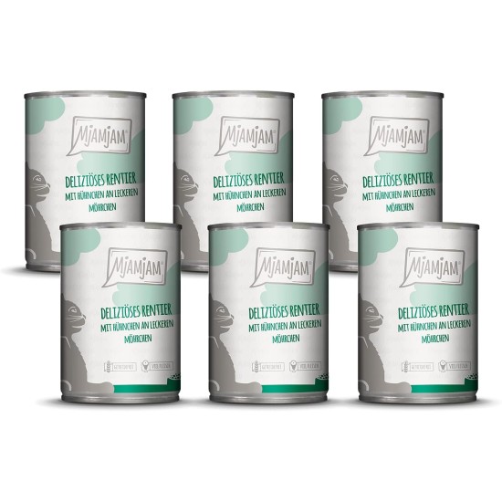 MjAMjAM Premium Wet Food for Cats, Juicy Chicken with Delicious Carrots, Pack of 6 (6 x 400 g), Grain-Free with Extra Meat MjAMjAM Premium Wet Food for Cats, Juicy Chicken with Delicious Carrots, Pack of 6 (6 x 400 g), Grain-Free with Extra Meat