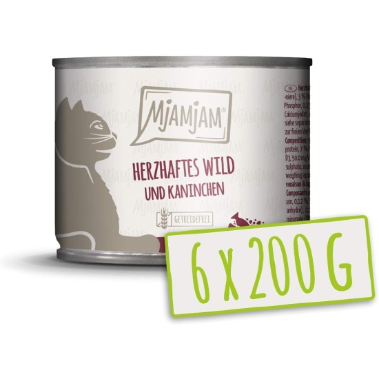 MjAMjAM Premium Wet Food for Cats, Juicy Chicken with Delicious Carrots, Pack of 6 (6 x 400 g), Grain-Free with Extra Meat MjAMjAM Premium Wet Food for Cats, Juicy Chicken with Delicious Carrots, Pack of 6 (6 x 400 g), Grain-Free with Extra Meat