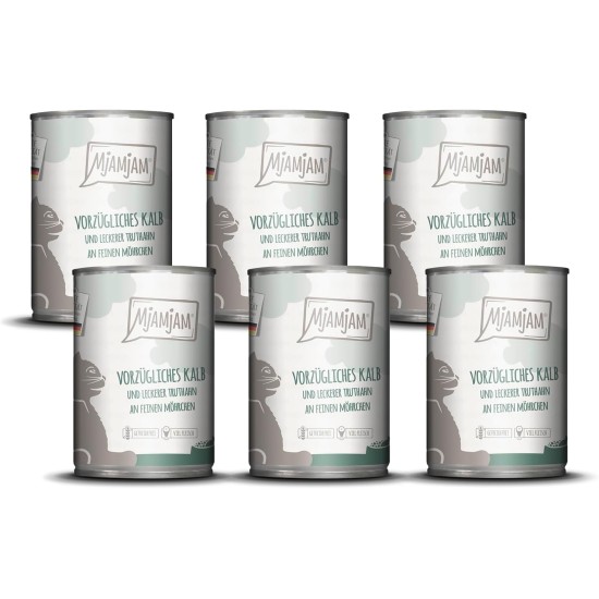 MjAMjAM Premium Wet Food for Cats, Juicy Chicken with Delicious Carrots, Pack of 6 (6 x 400 g), Grain-Free with Extra Meat MjAMjAM Premium Wet Food for Cats, Juicy Chicken with Delicious Carrots, Pack of 6 (6 x 400 g), Grain-Free with Extra Meat
