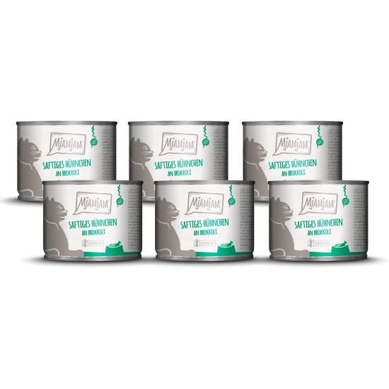 MjAMjAM Premium Wet Food for Cats, Juicy Chicken with Delicious Carrots, Pack of 6 (6 x 400 g), Grain-Free with Extra Meat MjAMjAM Premium Wet Food for Cats, Juicy Chicken with Delicious Carrots, Pack of 6 (6 x 400 g), Grain-Free with Extra Meat