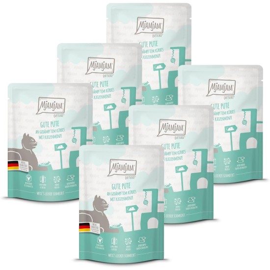 MjAMjAM Premium Wet Food for Cats, Juicy Chicken with Delicious Carrots, Pack of 6 (6 x 400 g), Grain-Free with Extra Meat MjAMjAM Premium Wet Food for Cats, Juicy Chicken with Delicious Carrots, Pack of 6 (6 x 400 g), Grain-Free with Extra Meat
