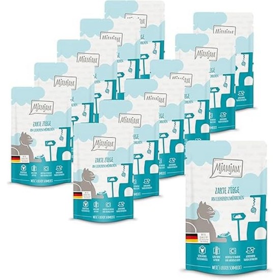 MjAMjAM Premium Wet Food for Cats, Juicy Chicken with Delicious Carrots, Pack of 6 (6 x 400 g), Grain-Free with Extra Meat MjAMjAM Premium Wet Food for Cats, Juicy Chicken with Delicious Carrots, Pack of 6 (6 x 400 g), Grain-Free with Extra Meat