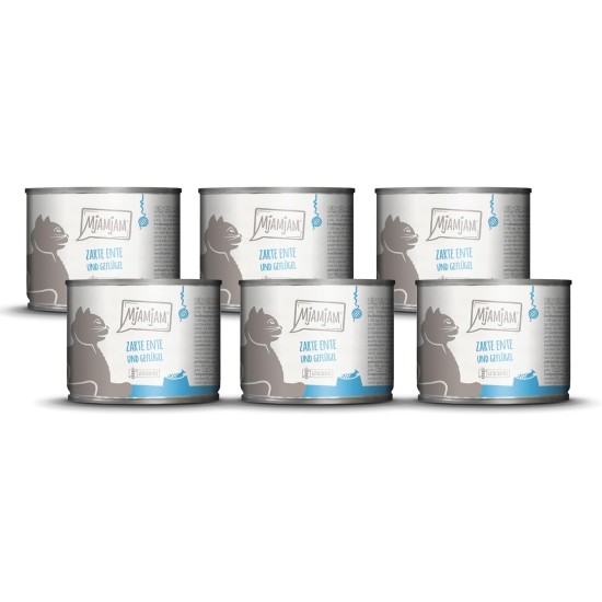 MjAMjAM Premium Wet Food for Cats, Juicy Chicken with Delicious Carrots, Pack of 6 (6 x 400 g), Grain-Free with Extra Meat MjAMjAM Premium Wet Food for Cats, Juicy Chicken with Delicious Carrots, Pack of 6 (6 x 400 g), Grain-Free with Extra Meat