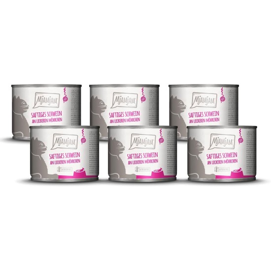 MjAMjAM Premium Wet Food for Cats, Juicy Chicken with Delicious Carrots, Pack of 6 (6 x 400 g), Grain-Free with Extra Meat MjAMjAM Premium Wet Food for Cats, Juicy Chicken with Delicious Carrots, Pack of 6 (6 x 400 g), Grain-Free with Extra Meat