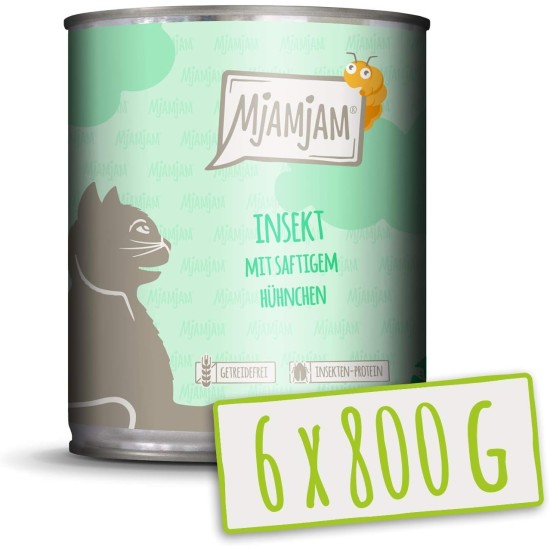 MjAMjAM Premium Wet Food for Cats, Juicy Chicken with Delicious Carrots, Pack of 6 (6 x 400 g), Grain-Free with Extra Meat MjAMjAM Premium Wet Food for Cats, Juicy Chicken with Delicious Carrots, Pack of 6 (6 x 400 g), Grain-Free with Extra Meat