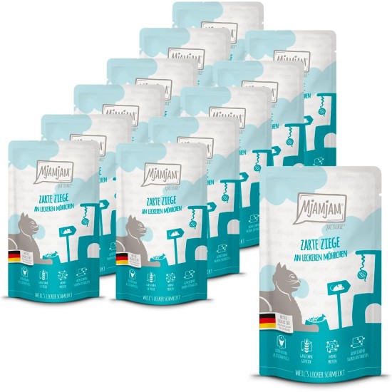 MjAMjAM Premium Wet Food for Cats, Juicy Chicken with Delicious Carrots, Pack of 6 (6 x 400 g), Grain-Free with Extra Meat MjAMjAM Premium Wet Food for Cats, Juicy Chicken with Delicious Carrots, Pack of 6 (6 x 400 g), Grain-Free with Extra Meat
