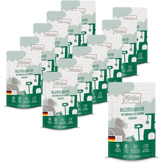 MjAMjAM Premium Wet Food for Cats, Juicy Chicken with Delicious Carrots, Pack of 6 (6 x 400 g), Grain-Free with Extra Meat MjAMjAM Premium Wet Food for Cats, Juicy Chicken with Delicious Carrots, Pack of 6 (6 x 400 g), Grain-Free with Extra Meat