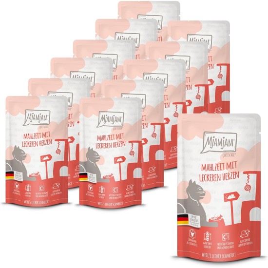 MjAMjAM Premium Wet Food for Cats, Juicy Chicken with Delicious Carrots, Pack of 6 (6 x 400 g), Grain-Free with Extra Meat MjAMjAM Premium Wet Food for Cats, Juicy Chicken with Delicious Carrots, Pack of 6 (6 x 400 g), Grain-Free with Extra Meat