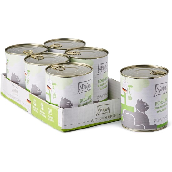 MjAMjAM Premium Wet Food for Cats, Juicy Chicken with Delicious Carrots, Pack of 6 (6 x 400 g), Grain-Free with Extra Meat MjAMjAM Premium Wet Food for Cats, Juicy Chicken with Delicious Carrots, Pack of 6 (6 x 400 g), Grain-Free with Extra Meat