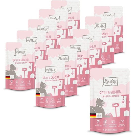 MjAMjAM Premium Wet Food for Cats, Juicy Chicken with Delicious Carrots, Pack of 6 (6 x 400 g), Grain-Free with Extra Meat MjAMjAM Premium Wet Food for Cats, Juicy Chicken with Delicious Carrots, Pack of 6 (6 x 400 g), Grain-Free with Extra Meat