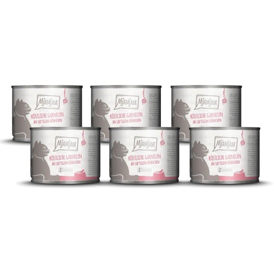MjAMjAM Premium Wet Food for Cats, Juicy Chicken with Delicious Carrots, Pack of 6 (6 x 400 g), Grain-Free with Extra Meat MjAMjAM Premium Wet Food for Cats, Juicy Chicken with Delicious Carrots, Pack of 6 (6 x 400 g), Grain-Free with Extra Meat
