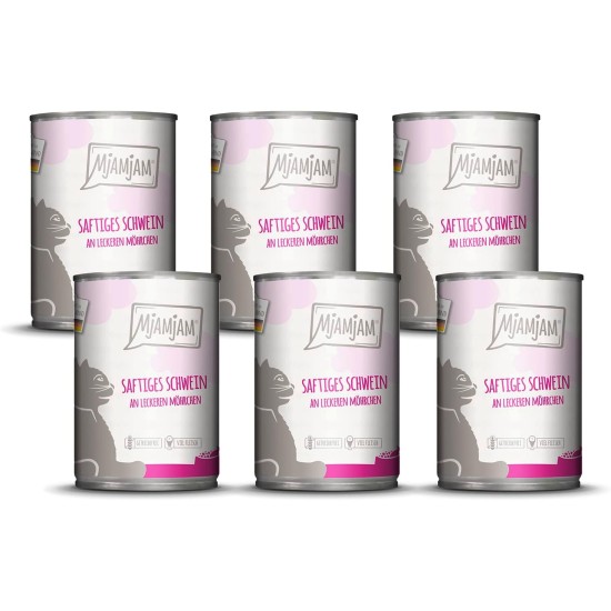 MjAMjAM Premium Wet Food for Cats, Juicy Chicken with Delicious Carrots, Pack of 6 (6 x 400 g), Grain-Free with Extra Meat MjAMjAM Premium Wet Food for Cats, Juicy Chicken with Delicious Carrots, Pack of 6 (6 x 400 g), Grain-Free with Extra Meat