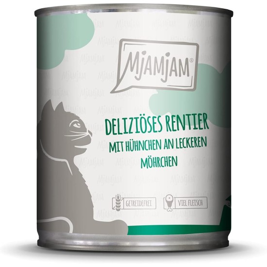 MjAMjAM Premium Wet Food for Cats, Juicy Chicken with Delicious Carrots, Pack of 6 (6 x 400 g), Grain-Free with Extra Meat MjAMjAM Premium Wet Food for Cats, Juicy Chicken with Delicious Carrots, Pack of 6 (6 x 400 g), Grain-Free with Extra Meat