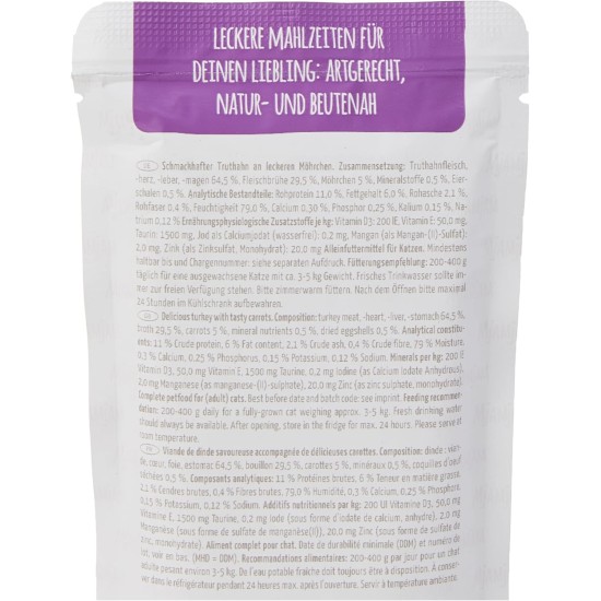 MjAMjAM Premium Wet Food for Cats, Juicy Chicken with Delicious Carrots, Pack of 6 (6 x 400 g), Grain-Free with Extra Meat MjAMjAM Premium Wet Food for Cats, Juicy Chicken with Delicious Carrots, Pack of 6 (6 x 400 g), Grain-Free with Extra Meat