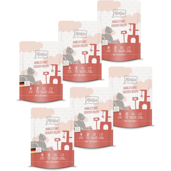 MjAMjAM Premium Wet Food for Cats, Juicy Chicken with Delicious Carrots, Pack of 6 (6 x 400 g), Grain-Free with Extra Meat MjAMjAM Premium Wet Food for Cats, Juicy Chicken with Delicious Carrots, Pack of 6 (6 x 400 g), Grain-Free with Extra Meat