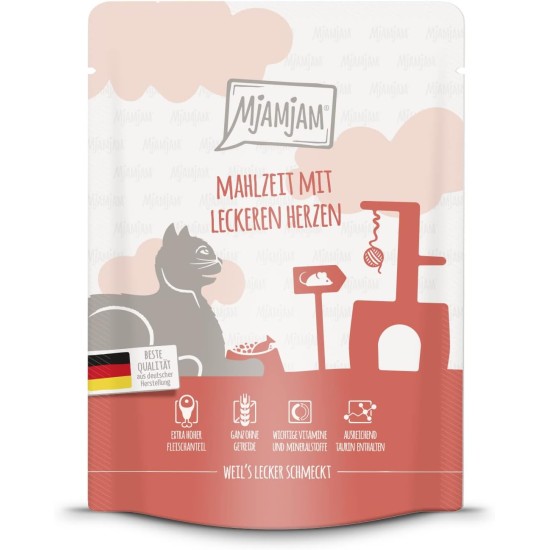 MjAMjAM Premium Wet Food for Cats, Juicy Chicken with Delicious Carrots, Pack of 6 (6 x 400 g), Grain-Free with Extra Meat MjAMjAM Premium Wet Food for Cats, Juicy Chicken with Delicious Carrots, Pack of 6 (6 x 400 g), Grain-Free with Extra Meat