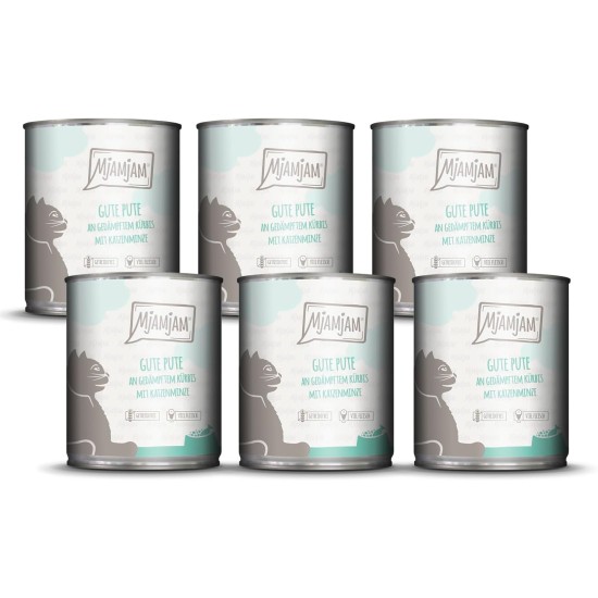 MjAMjAM Premium Wet Food for Cats, Juicy Chicken with Delicious Carrots, Pack of 6 (6 x 400 g), Grain-Free with Extra Meat MjAMjAM Premium Wet Food for Cats, Juicy Chicken with Delicious Carrots, Pack of 6 (6 x 400 g), Grain-Free with Extra Meat