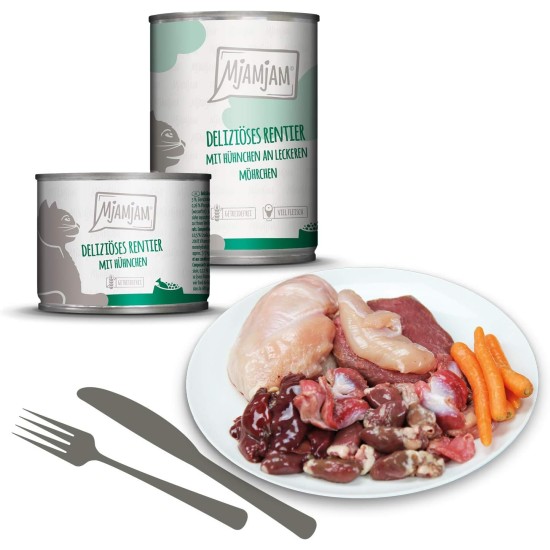 MjAMjAM Premium Wet Food for Cats, Juicy Chicken with Delicious Carrots, Pack of 6 (6 x 400 g), Grain-Free with Extra Meat MjAMjAM Premium Wet Food for Cats, Juicy Chicken with Delicious Carrots, Pack of 6 (6 x 400 g), Grain-Free with Extra Meat