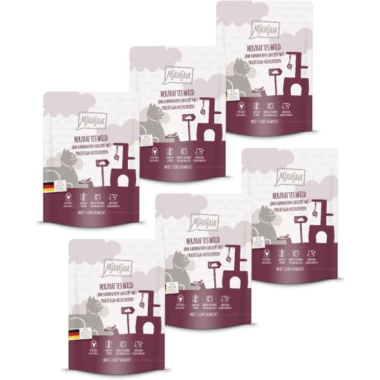 MjAMjAM Premium Wet Food for Cats, Juicy Chicken with Delicious Carrots, Pack of 6 (6 x 400 g), Grain-Free with Extra Meat MjAMjAM Premium Wet Food for Cats, Juicy Chicken with Delicious Carrots, Pack of 6 (6 x 400 g), Grain-Free with Extra Meat