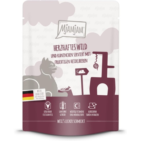 MjAMjAM Premium Wet Food for Cats, Juicy Chicken with Delicious Carrots, Pack of 6 (6 x 400 g), Grain-Free with Extra Meat MjAMjAM Premium Wet Food for Cats, Juicy Chicken with Delicious Carrots, Pack of 6 (6 x 400 g), Grain-Free with Extra Meat