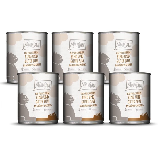 MjAMjAM Premium Wet Food for Cats, Juicy Chicken with Delicious Carrots, Pack of 6 (6 x 400 g), Grain-Free with Extra Meat MjAMjAM Premium Wet Food for Cats, Juicy Chicken with Delicious Carrots, Pack of 6 (6 x 400 g), Grain-Free with Extra Meat