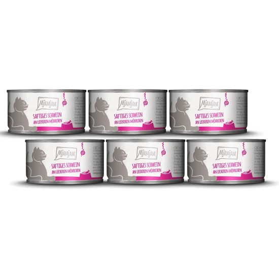 MjAMjAM Premium Wet Food for Cats, Juicy Chicken with Delicious Carrots, Pack of 6 (6 x 400 g), Grain-Free with Extra Meat MjAMjAM Premium Wet Food for Cats, Juicy Chicken with Delicious Carrots, Pack of 6 (6 x 400 g), Grain-Free with Extra Meat