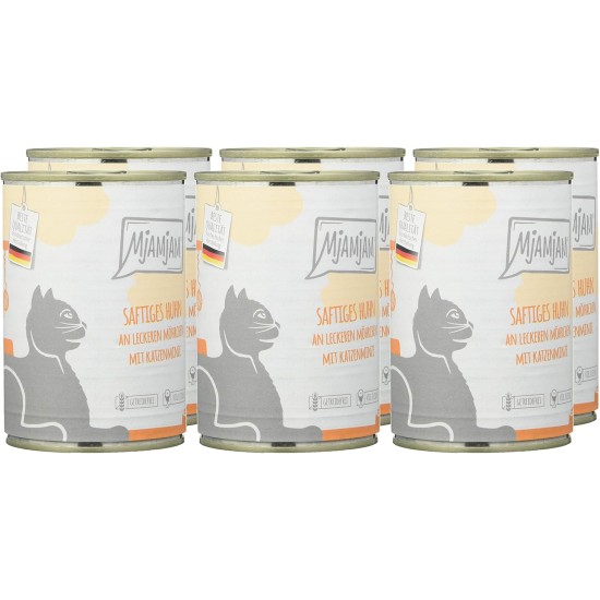 MjAMjAM Premium Wet Food for Cats, Juicy Chicken with Delicious Carrots, Pack of 6 (6 x 400 g), Grain-Free with Extra Meat MjAMjAM Premium Wet Food for Cats, Juicy Chicken with Delicious Carrots, Pack of 6 (6 x 400 g), Grain-Free with Extra Meat