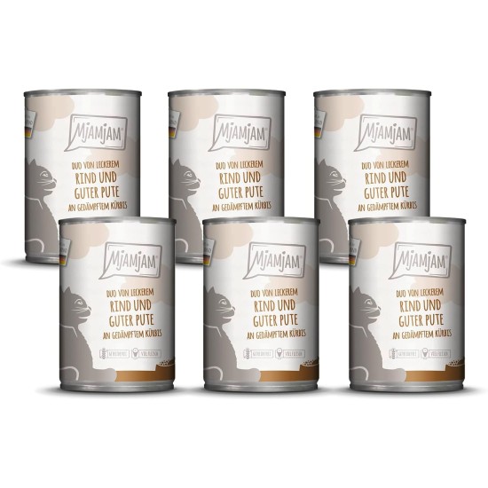 MjAMjAM Premium Wet Food for Cats, Juicy Chicken with Delicious Carrots, Pack of 6 (6 x 400 g), Grain-Free with Extra Meat MjAMjAM Premium Wet Food for Cats, Juicy Chicken with Delicious Carrots, Pack of 6 (6 x 400 g), Grain-Free with Extra Meat