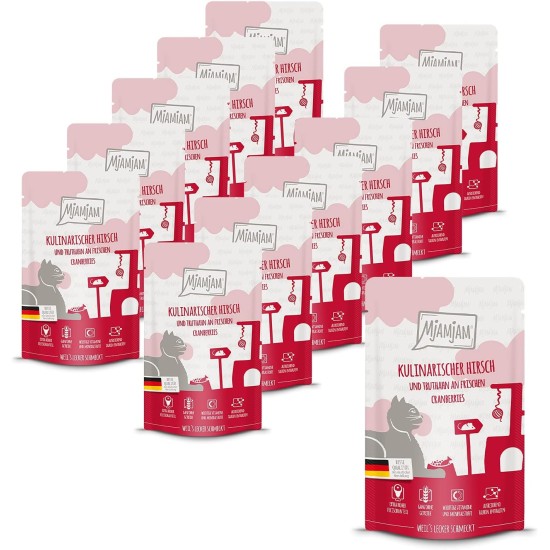 MjAMjAM Premium Wet Food for Cats, Juicy Chicken with Delicious Carrots, Pack of 6 (6 x 400 g), Grain-Free with Extra Meat MjAMjAM Premium Wet Food for Cats, Juicy Chicken with Delicious Carrots, Pack of 6 (6 x 400 g), Grain-Free with Extra Meat