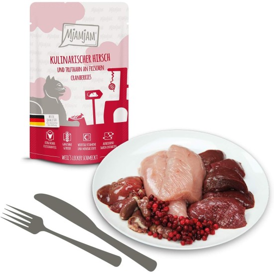 MjAMjAM Premium Wet Food for Cats, Juicy Chicken with Delicious Carrots, Pack of 6 (6 x 400 g), Grain-Free with Extra Meat MjAMjAM Premium Wet Food for Cats, Juicy Chicken with Delicious Carrots, Pack of 6 (6 x 400 g), Grain-Free with Extra Meat