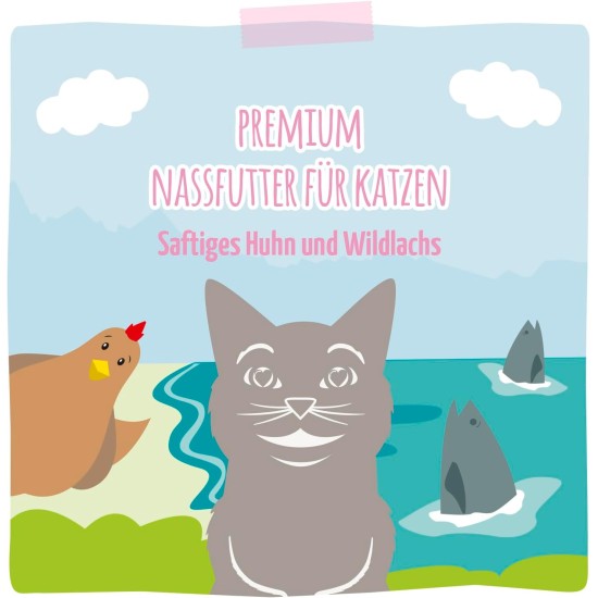 MjAMjAM Premium Wet Food for Cats, Juicy Chicken with Delicious Carrots, Pack of 6 (6 x 400 g), Grain-Free with Extra Meat MjAMjAM Premium Wet Food for Cats, Juicy Chicken with Delicious Carrots, Pack of 6 (6 x 400 g), Grain-Free with Extra Meat
