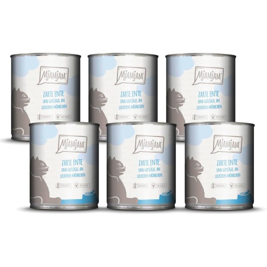 MjAMjAM Premium Wet Food for Cats, Juicy Chicken with Delicious Carrots, Pack of 6 (6 x 400 g), Grain-Free with Extra Meat MjAMjAM Premium Wet Food for Cats, Juicy Chicken with Delicious Carrots, Pack of 6 (6 x 400 g), Grain-Free with Extra Meat