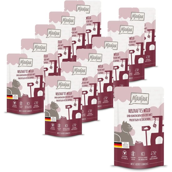 MjAMjAM Premium Wet Food for Cats, Juicy Chicken with Delicious Carrots, Pack of 6 (6 x 400 g), Grain-Free with Extra Meat MjAMjAM Premium Wet Food for Cats, Juicy Chicken with Delicious Carrots, Pack of 6 (6 x 400 g), Grain-Free with Extra Meat