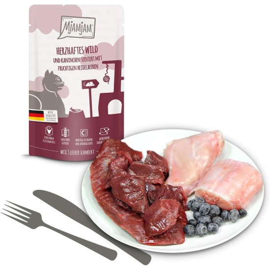 MjAMjAM Premium Wet Food for Cats, Juicy Chicken with Delicious Carrots, Pack of 6 (6 x 400 g), Grain-Free with Extra Meat MjAMjAM Premium Wet Food for Cats, Juicy Chicken with Delicious Carrots, Pack of 6 (6 x 400 g), Grain-Free with Extra Meat