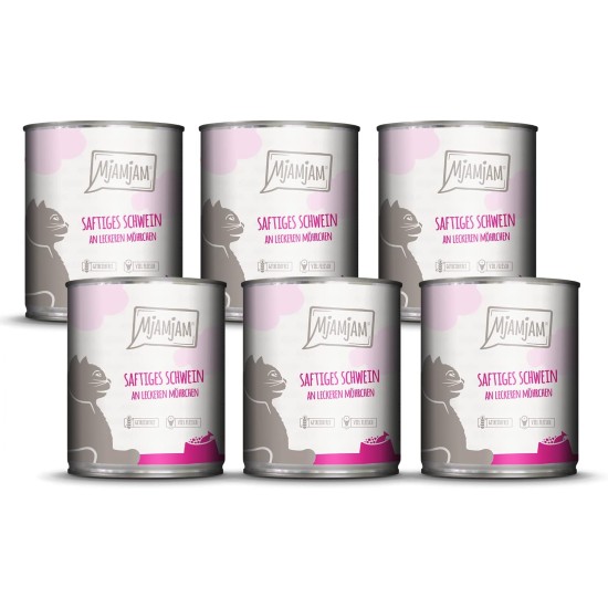 MjAMjAM Premium Wet Food for Cats, Juicy Chicken with Delicious Carrots, Pack of 6 (6 x 400 g), Grain-Free with Extra Meat MjAMjAM Premium Wet Food for Cats, Juicy Chicken with Delicious Carrots, Pack of 6 (6 x 400 g), Grain-Free with Extra Meat