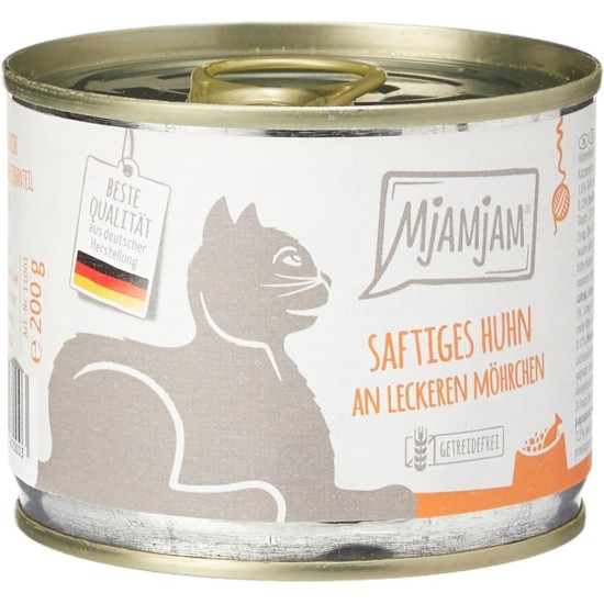 MjAMjAM Premium Wet Food for Cats, Juicy Chicken with Delicious Carrots, Pack of 6 (6 x 400 g), Grain-Free with Extra Meat MjAMjAM Premium Wet Food for Cats, Juicy Chicken with Delicious Carrots, Pack of 6 (6 x 400 g), Grain-Free with Extra Meat