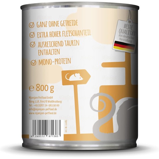 MjAMjAM Premium Wet Food for Cats, Juicy Chicken with Delicious Carrots, Pack of 6 (6 x 400 g), Grain-Free with Extra Meat MjAMjAM Premium Wet Food for Cats, Juicy Chicken with Delicious Carrots, Pack of 6 (6 x 400 g), Grain-Free with Extra Meat