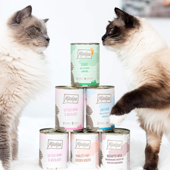 MjAMjAM Premium Wet Food for Cats, Mix Pack 1, Chicken, Beef, Heart, Pack of 6 (6 x 200 g), Grain-Free with Extra Meat MjAMjAM Premium Wet Food for Cats, Mix Pack 1, Chicken, Beef, Heart, Pack of 6 (6 x 200 g), Grain-Free with Extra Meat