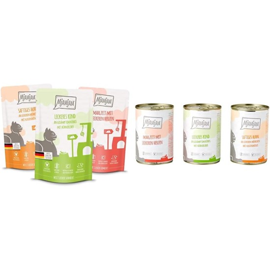 MjAMjAM Premium Wet Food for Cats, Mix Pack I ,Chicken, Beef, Heart, Pack of 125 (12 x 125 g), Cereal-Free with Extra Meat. MjAMjAM Premium Wet Food for Cats, Mix Pack I ,Chicken, Beef, Heart, Pack of 125 (12 x 125 g), Cereal-Free with Extra Meat.