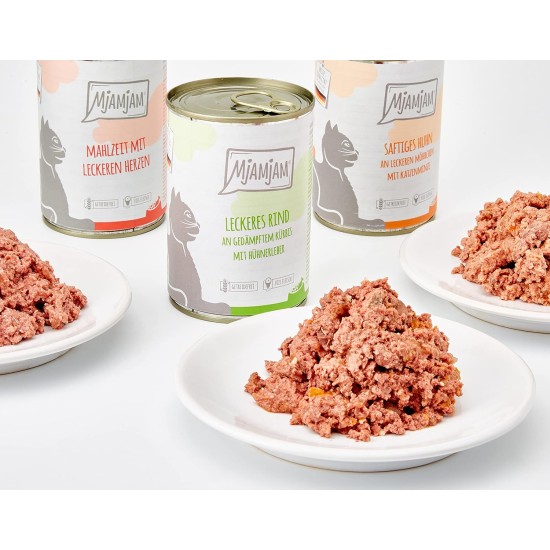 MjAMjAM Premium Wet Food for Cats, Mix Pack I ,Chicken, Beef, Heart, Pack of 125 (12 x 125 g), Cereal-Free with Extra Meat. MjAMjAM Premium Wet Food for Cats, Mix Pack I ,Chicken, Beef, Heart, Pack of 125 (12 x 125 g), Cereal-Free with Extra Meat.