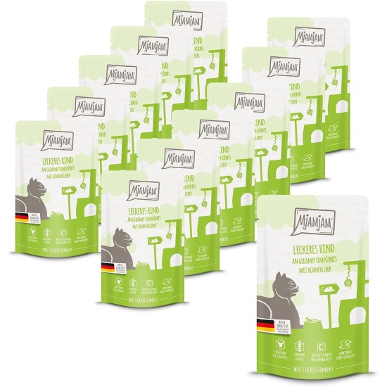 MjAMjAM Premium Wet Food for Cats, Mix Pack I ,Chicken, Beef, Heart, Pack of 125 (12 x 125 g), Cereal-Free with Extra Meat. MjAMjAM Premium Wet Food for Cats, Mix Pack I ,Chicken, Beef, Heart, Pack of 125 (12 x 125 g), Cereal-Free with Extra Meat.