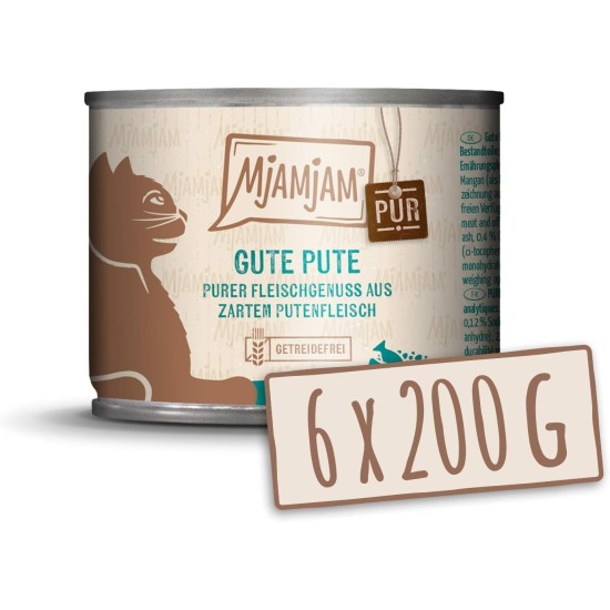 MjAMjAM Premium Wet Food for Cats, Pure Meat Enjoyment, Pure Juicy Chicken, Pack of 6 (6 x 400 g), Grain-Free with Extra Meat MjAMjAM Premium Wet Food for Cats, Pure Meat Enjoyment, Pure Juicy Chicken, Pack of 6 (6 x 400 g), Grain-Free with Extra Meat