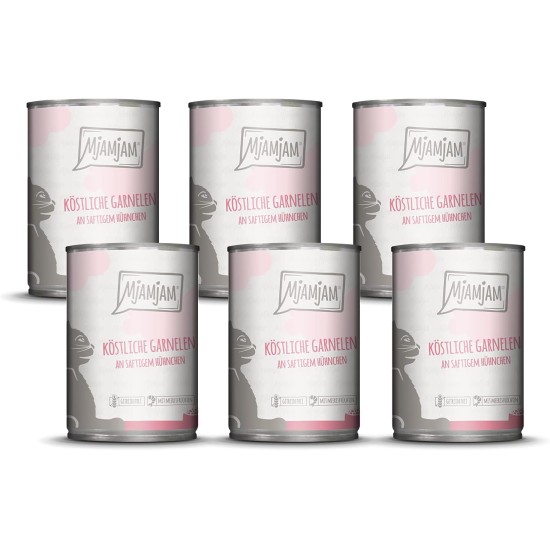 MjAMjAM Premium Wet Food for Cats, Pure Meat Enjoyment, Pure Juicy Chicken, Pack of 6 (6 x 400 g), Grain-Free with Extra Meat MjAMjAM Premium Wet Food for Cats, Pure Meat Enjoyment, Pure Juicy Chicken, Pack of 6 (6 x 400 g), Grain-Free with Extra Meat