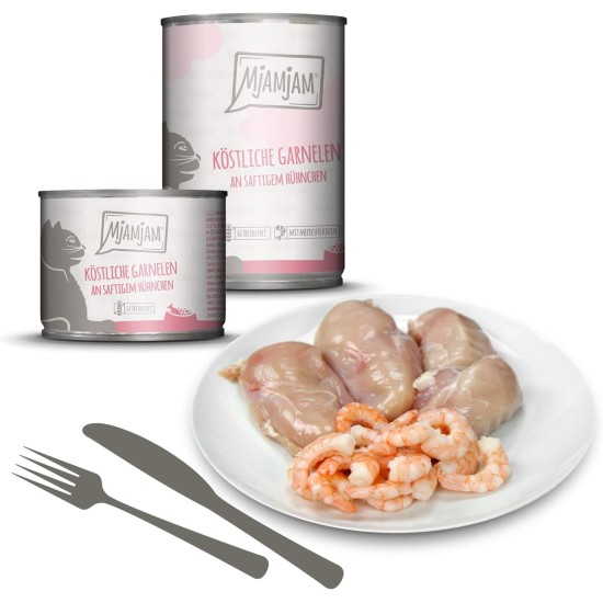 MjAMjAM Premium Wet Food for Cats, Pure Meat Enjoyment, Pure Juicy Chicken, Pack of 6 (6 x 400 g), Grain-Free with Extra Meat MjAMjAM Premium Wet Food for Cats, Pure Meat Enjoyment, Pure Juicy Chicken, Pack of 6 (6 x 400 g), Grain-Free with Extra Meat