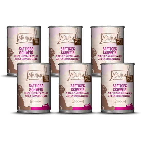 MjAMjAM Premium Wet Food for Cats, Pure Meat Enjoyment, Pure Juicy Chicken, Pack of 6 (6 x 400 g), Grain-Free with Extra Meat MjAMjAM Premium Wet Food for Cats, Pure Meat Enjoyment, Pure Juicy Chicken, Pack of 6 (6 x 400 g), Grain-Free with Extra Meat